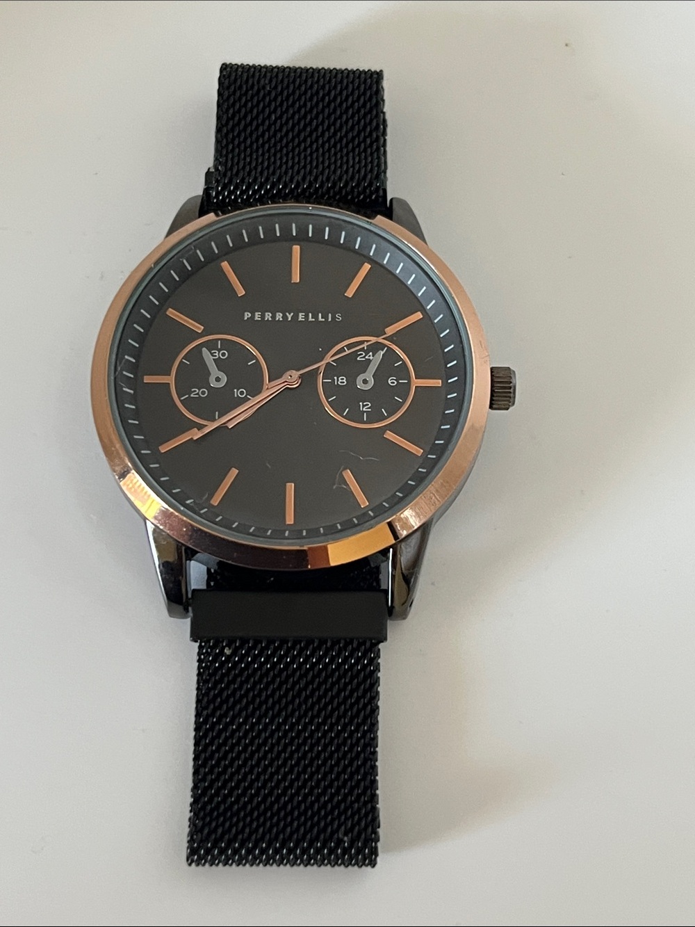 Perry Ellis Black Watch with Rose Gold Trim